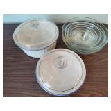 Arcoroc Nesting Glass Mixing Bowls & Corningware Casserole Dishes Arcoroc Nesting Glass Mixing Bowls & Corningware Casserole Dishes