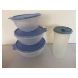 Vintage Tupperware Lot 4 Blue Lids Vintage Tupperware Lot 4 Blue Lids