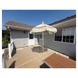 Sun Umbrella, Stand and Suncast Outdoor Storage Box Sun Umbrella, Stand and Suncast Outdoor Storage Box