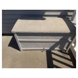 Sun Umbrella, Stand and Suncast Outdoor Storage Box Sun Umbrella, Stand and Suncast Outdoor Storage Box