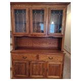 Lighted Oak Two Piece China Cabinet Lighted Oak Two Piece China Cabinet