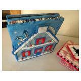 Lot of Plastic Needlepoint Decor, Napkin Holder, Bird House and more. Lot of Plastic Needlepoint Decor, Napkin Holder, Bird House and more.