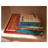 Two Closet Organizing Shelfs and Assortment of Books Two Closet Organizing Shelfs and Assortment of Books