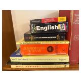 Assortment of Dictionaries, Language Books, Crossword Books and Shelf Assortment of Dictionaries, Language Books, Crossword Books and Shelf