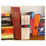 Assortment of Dictionaries, Language Books, Crossword Books and Shelf Assortment of Dictionaries, Language Books, Crossword Books and Shelf