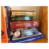 Assortment of Dictionaries, Language Books, Crossword Books and Shelf Assortment of Dictionaries, Language Books, Crossword Books and Shelf