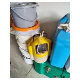 Lot of Buckets, Jugs & Storage Chest Lot of Buckets, Jugs & Storage Chest