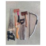 Lot of Saws, Axes & Knives Lot of Saws, Axes & Knives