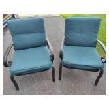 Two Metal Patio Chairs w/Cushions Two Metal Patio Chairs w/Cushions