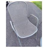 Two Metal Patio Chairs + Side Table Two Metal Patio Chairs + Side Table