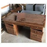 Metal Flat File Plan Sheet Drawers and Wooden Desk