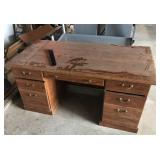 Metal Flat File Plan Sheet Drawers and Wooden Desk