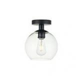 Elegant Lighting Baxter 1-Light Flush Mount – Black Finish with Clear Glass Shade