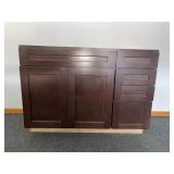 Dark Wood Sink Vanity Cabinet / 3 Drawers & 2 Doors