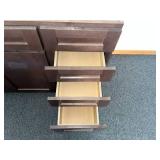 Dark Wood Sink Vanity Cabinet / 3 Drawers & 2 Doors