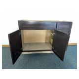 Dark Wood Sink Vanity Cabinet / 3 Drawers & 2 Doors