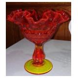 Fenton (2) And Dugan. Amberina Thumbprint, Opalescent Moonstone, Marigold Carnival Basketweave.