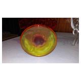 Fenton (2) And Dugan. Amberina Thumbprint, Opalescent Moonstone, Marigold Carnival Basketweave.