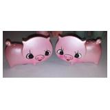 Mcm Ceramic Pig Salt/Pepper, Flat Faced. (3)
