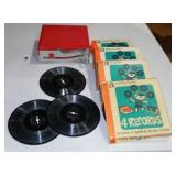 Vintage Carnival Record Player And Records (Approx. 19).