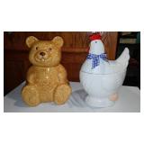 Avon Cookie Jars Bear And Hen