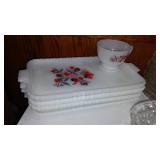Anchor Hocking, Federal Snack Trays And Cup Assortment.