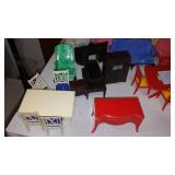 Assortment Of Tupperware Toys Dishes, Doll House Furniture And More.