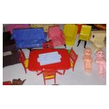 Assortment Of Tupperware Toys Dishes, Doll House Furniture And More.