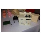 Assortment Of Tupperware Toys Dishes, Doll House Furniture And More.