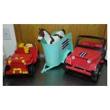Vintage 70s Chuck Wagon Jeep, Marx Johnny Jeep And Horse Trailer