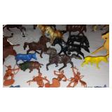 Many Many Vintage Plastic Horses, Western Action Figurines.