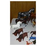 Many Many Vintage Plastic Horses, Western Action Figurines.