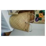 Mid Century Wood And Wicker Lamp, Baskets, Décor And More.