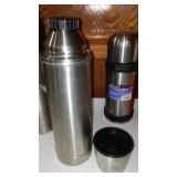 Thermos (5) Stainless And Plastic