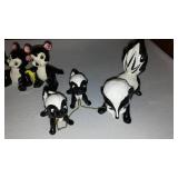 Vintage Kreiss Chained Skunk Family And Japanese Porcelain Figures.