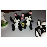 Vintage Kreiss Chained Skunk Family And Japanese Porcelain Figures.