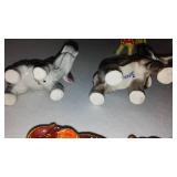 Vintage Kreiss Chained Skunk Family And Japanese Porcelain Figures.