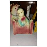 Vintage Shawnee Pottery, Pixies And Powder Puff Puppy Kreiss Collectible Figurines.