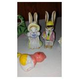 Vintage Shawnee Pottery, Pixies And Powder Puff Puppy Kreiss Collectible Figurines.