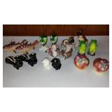 Vintage Collectible Salt And Pepper Shakers (8) Frogs, Monkey, Skunk And More