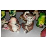 Vintage Collectible Salt And Pepper Shakers (8) Frogs, Monkey, Skunk And More