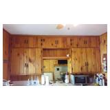 Cabin Teardown:   Kitchen Cabinets, Counter, Sink, Walls, Window, Stove, Ceiling Fan.