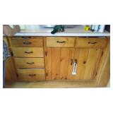 Cabin Teardown:   Kitchen Cabinets, Counter, Sink, Walls, Window, Stove, Ceiling Fan.