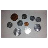 1920s Wall Sconce, Foreign Coins, Metal SAD Irons, And More.