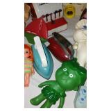 Assortment Of Vintage Collectibles Pull-A-Longs, Tin, Rubber Toys And More.