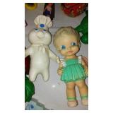 Assortment Of Vintage Collectibles Pull-A-Longs, Tin, Rubber Toys And More.