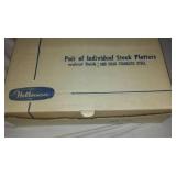 Vintager Heller Ware Steak Plates (2) And 3 Pc Knife Set.