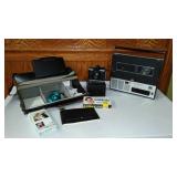 Vintage Reel To Reel, Polaroid Polacolor Camera, Case, Accessories And More.