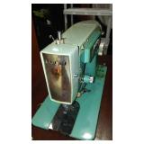 Vintage White Sewing Machine, Cabinet And More.