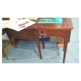 Vintage White Sewing Machine, Cabinet And More.